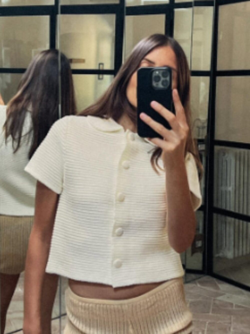 Zara CHUNKY KNIT PETER PAN COLLAR CARDIGAN